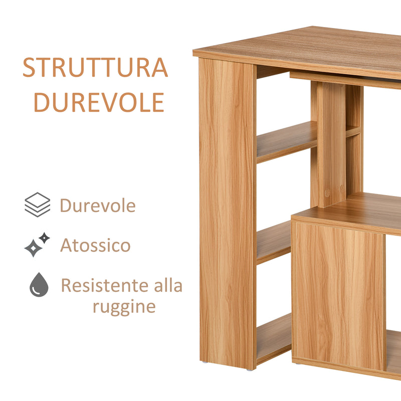 Scrivania Angolare Multiposizione con 5 Ripiani Legno 140x120x78.2 cm -7