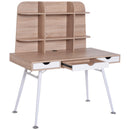 Scrivania da Ufficio con Cassetti e Libreria Legno Bianco e Rovere 120x65.5x138.5 cm -1