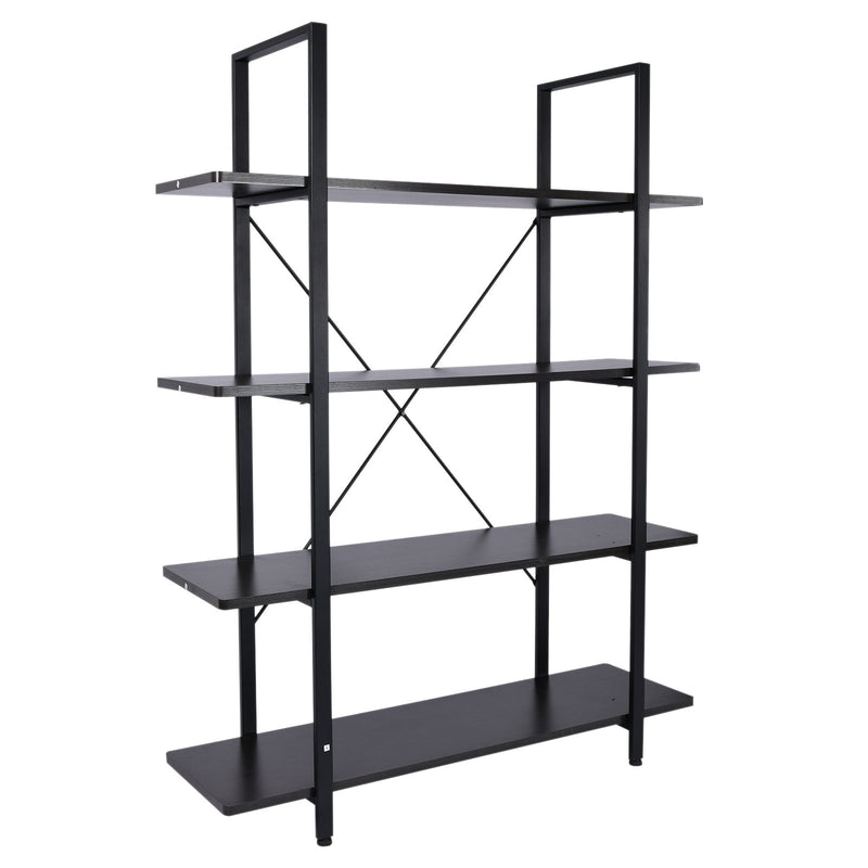 Libreria Scaffale a 4 ripiani aperti stile industriale in acciaio Nero 105x33.8x138 cm -1