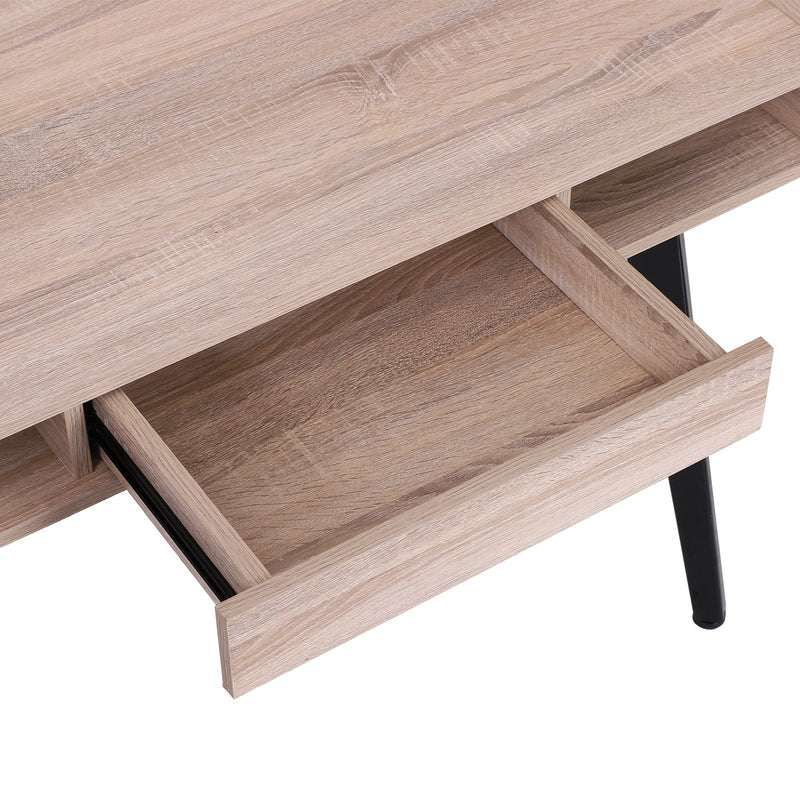 Tavolino Consolle in Legno Stile Scandinavo 2 Vani 100x60x77 cm -5