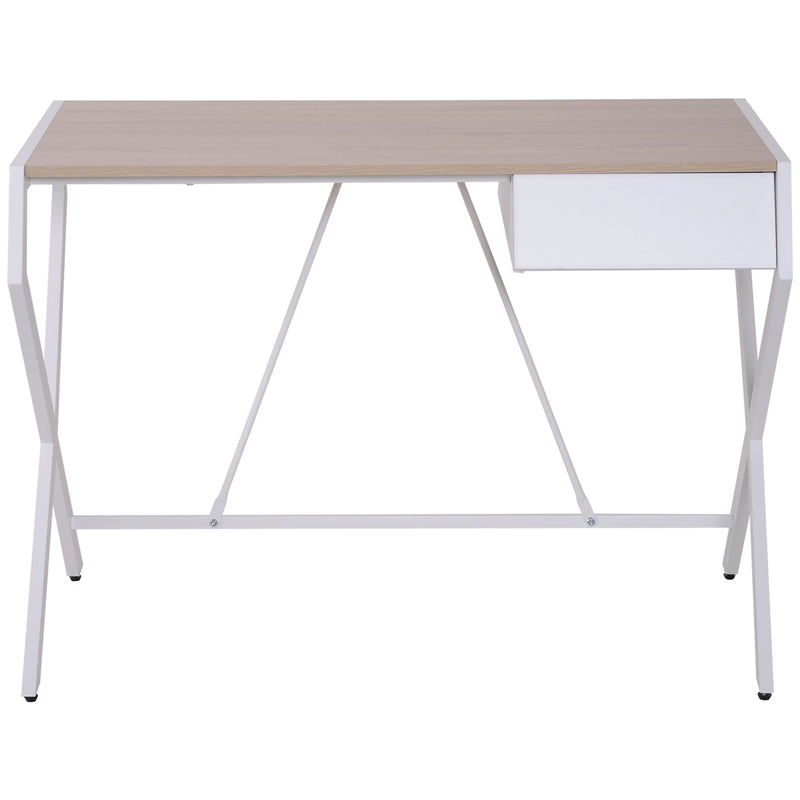 Scrivania per Ufficio in Acciaio Rovere e Bianco 105x56x75 cm -4