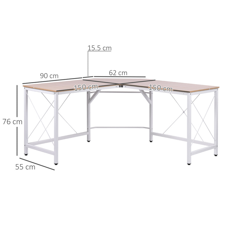 Scrivania da Ufficio Grande ad Angolo in Metallo e MDF 150x150x76 cm  Bianca-3