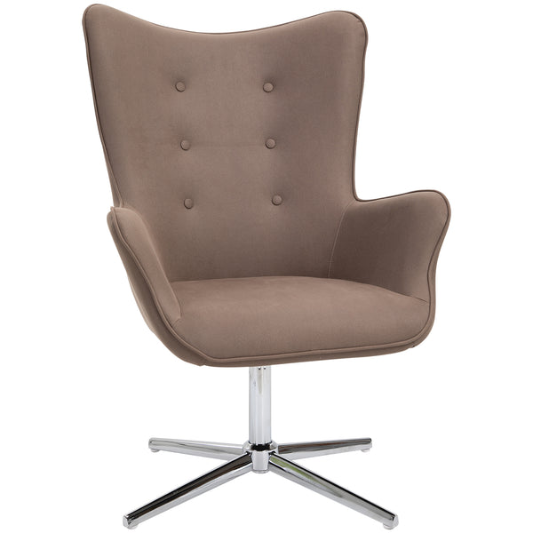 Fauteuil rembourré pivotant en tissu suédé marron sconto