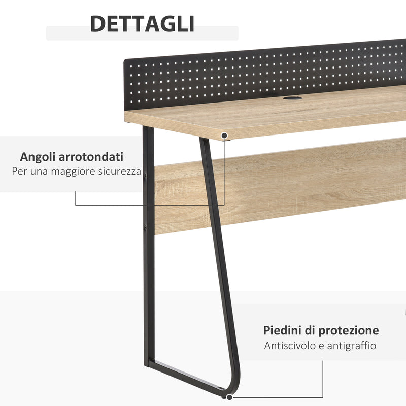 Scrivania con Foro Passacavi 110x48x90 cm in Legno e Metallo Nero-5