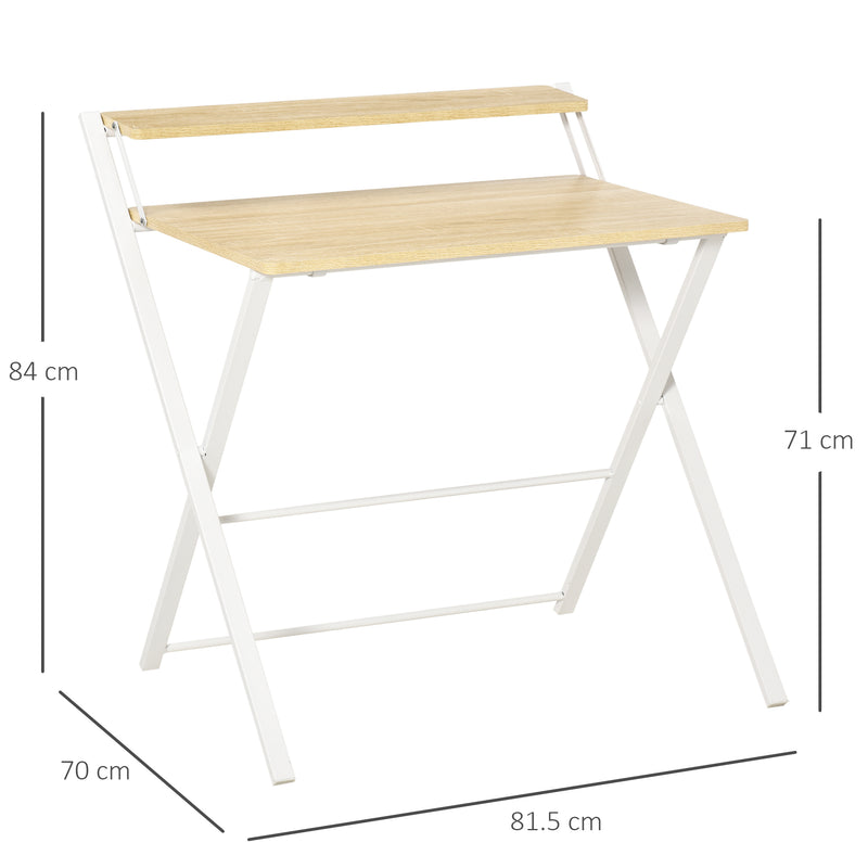 Scrivania Pieghevole 81,5x70x84 cm in Metallo e Truciolare Bianco-3