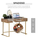 Consolle Ingresso 2 Cassetti 110x55x76 cm in Metallo e MDF Marrone e Oro-4