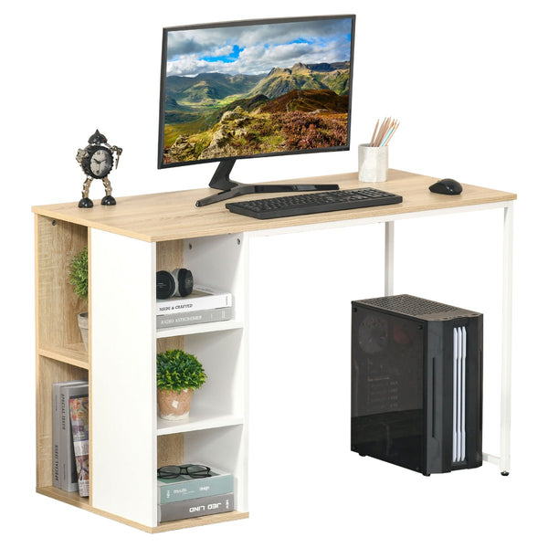 Bureau PC 115x55x75 cm en Métal et Aggloméré Chêne Blanc sconto