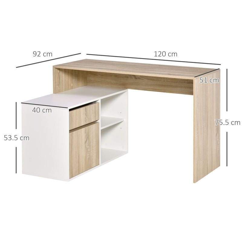 Scrivania Angolare da Ufficio 120x92x75,5 cm in Legno Rovere e Bianco-3