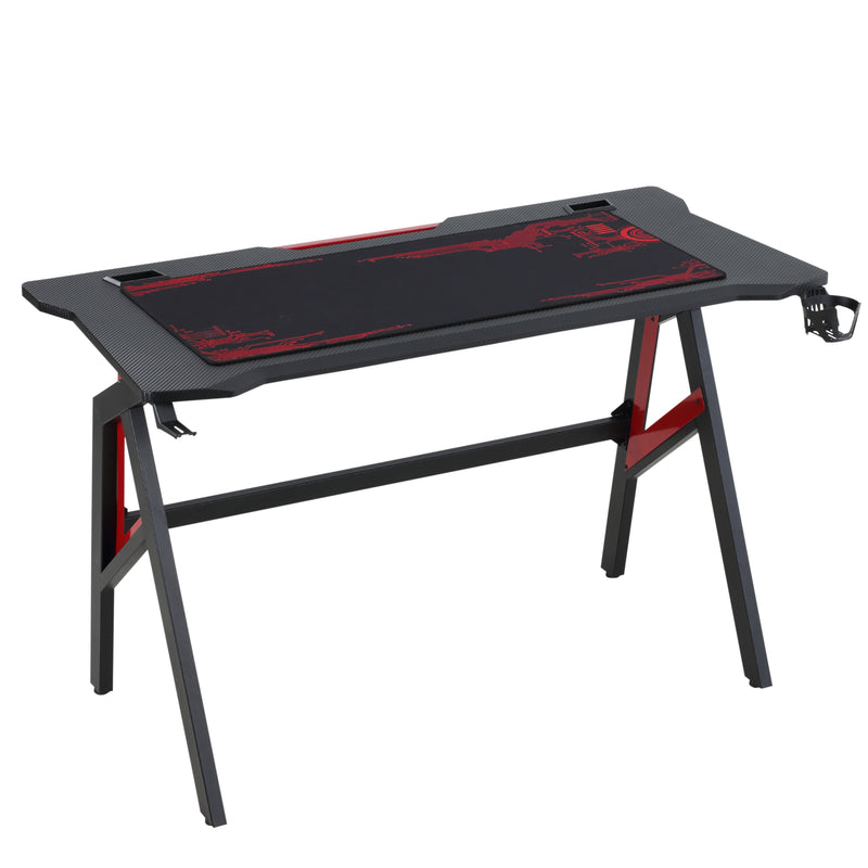 Scrivania da Gaming 120x58x75 cm in MDF e Metallo Rosso e Nero-1