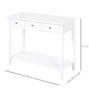 Tavolo Consolle per Ingresso 3 Cassetti 1 Ripiano 90x40x75 cm  Bianco-3