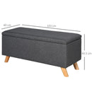 Panca Pouf Contenitore in Tessuto Imbottito 103x40x44,5 cm  Grigio Scuro-3