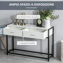 Consolle Fissa 120x34x81 cm in Truciolare e Acciaio  Bianco e Nero-4