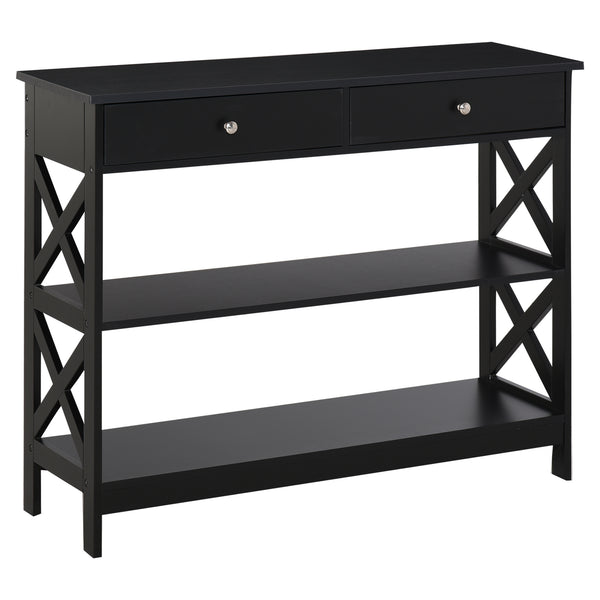 sconto Console d'entrée 2 tiroirs 100x30,5x80 cm en MDF noir