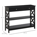 Consolle Ingresso 2 Cassetti 100x30,5x80 cm in MDF Nero-3