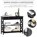 Consolle Ingresso 2 Cassetti 100x30,5x80 cm in MDF Nero-4