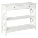 Consolle Ingresso 2 Cassetti 100x30,5x80 cm in MDF Bianco-1