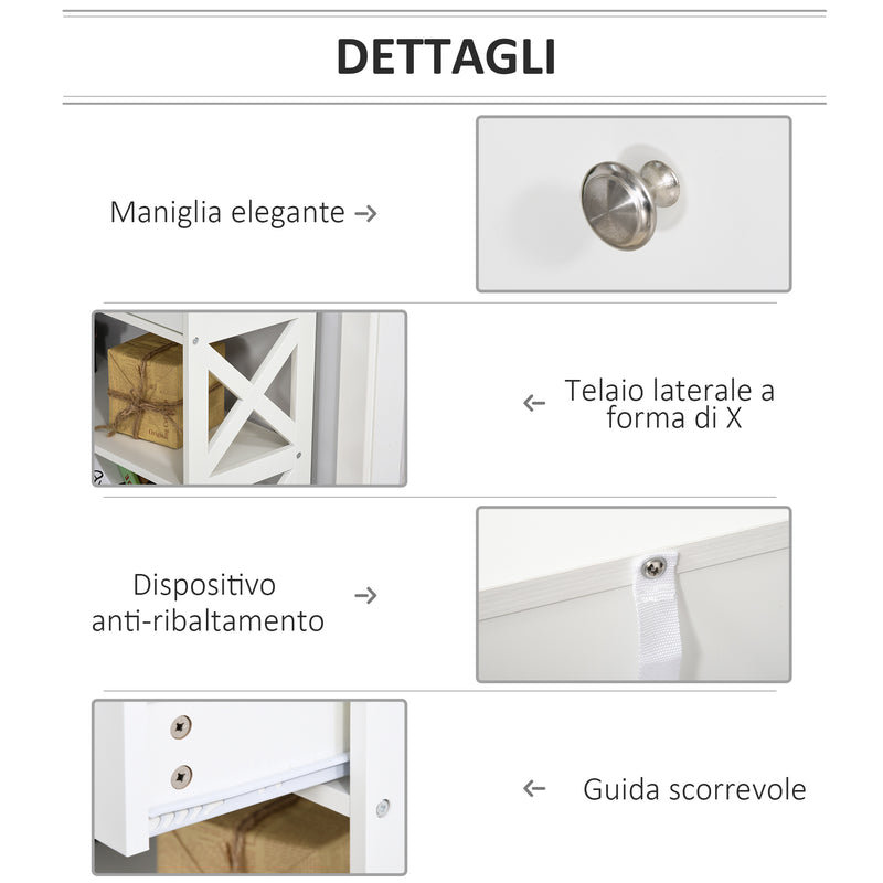 Consolle Ingresso 2 Cassetti 100x30,5x80 cm in MDF Bianco-5