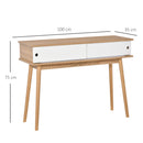 Consolle Ingresso 2 Scomparti 100x35x75 cm in MDF e Metallo Legno e Bianco-3