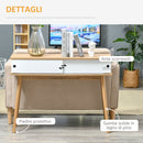 Consolle Ingresso 2 Scomparti 100x35x75 cm in MDF e Metallo Legno e Bianco-6