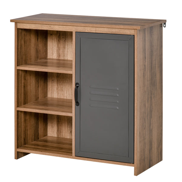 prezzo Armoire 3 Étagères 1 Porte Métallique 80x35x82 cm en Aggloméré Marron et Gris