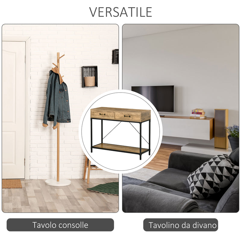 Consolle Fissa 100x35x76,5 cm in Metallo e Legno Marrone-7