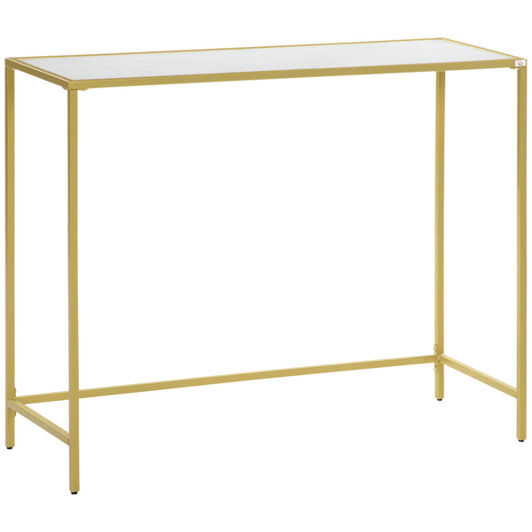 Console d'entrée 100x35,5x80 cm en Acier et Verre Blanc et Or sconto