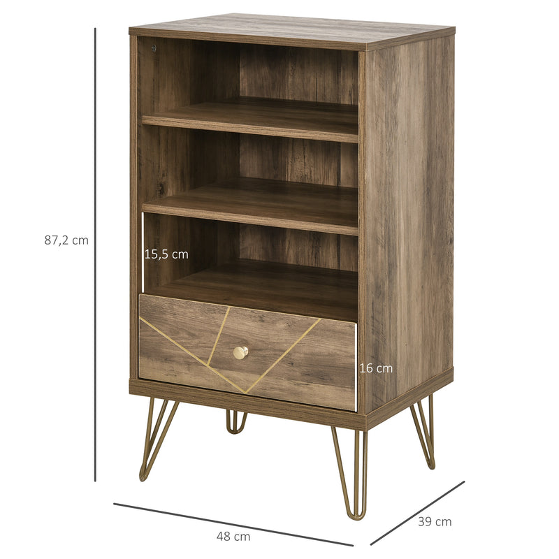 Scaffale Libreria 3 Ripiani 1 Cassetto 48x39x87,2 cm in Truciolare  Marrone-3