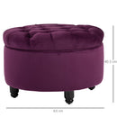 Pouf Contenitore con Coperchio in Velluto con Bottoni Trapuntati   Viola-3