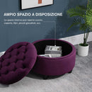 Pouf Contenitore con Coperchio in Velluto con Bottoni Trapuntati   Viola-4