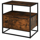 Mobile Credenza 1 Cassetto 73x45,5x76 cm in Legno e Metallo  Nera-1