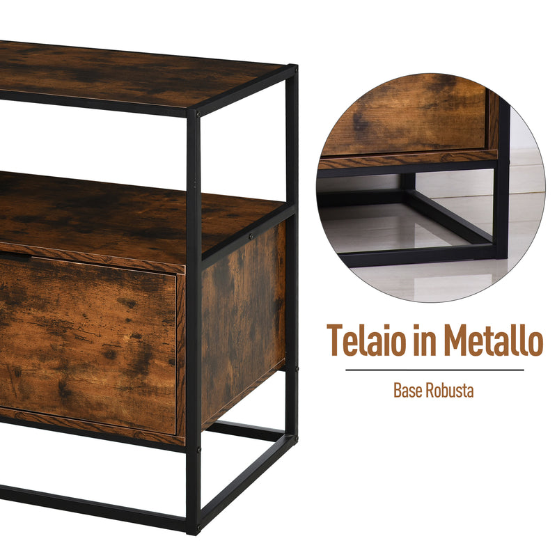 Mobile Credenza 1 Cassetto 73x45,5x76 cm in Legno e Metallo  Nera-4