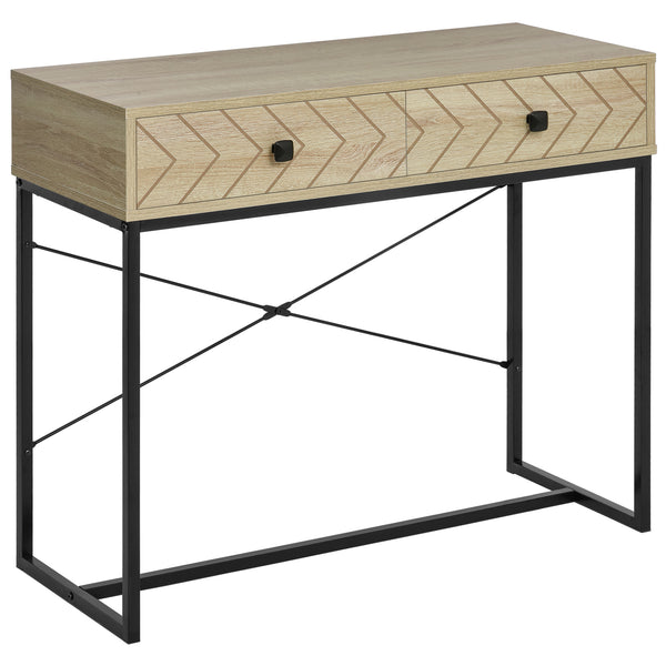 sconto Table Console d'Entrée 2 Tiroirs 90x35x76 cm en Bois et Métal