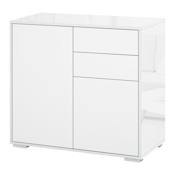 Meuble Polyvalent 2 Tiroirs 2 Portes 79x36x74 cm en Bois Blanc prezzo