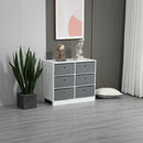 Cassettiera 72x35x62 cm 6 Cassetti in Tessuto Non Tessuto e MDF Bianco e Grigio-2