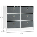 Cassettiera 72x35x62 cm 6 Cassetti in Tessuto Non Tessuto e MDF Bianco e Grigio-3