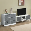 Cassettiera 72x35x62 cm 6 Cassetti in Tessuto Non Tessuto e MDF Bianco e Grigio-4