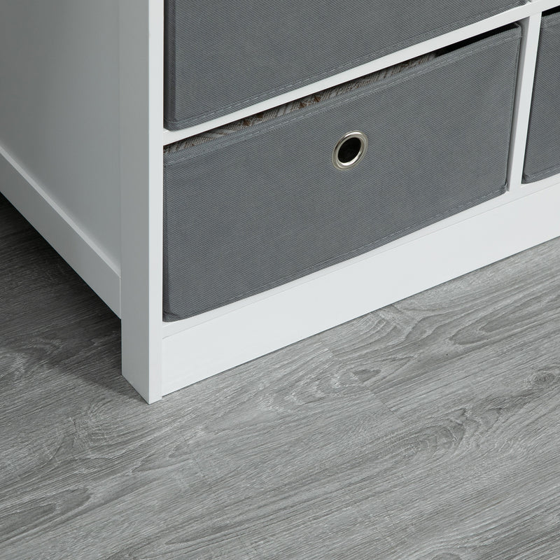 Cassettiera 72x35x62 cm 6 Cassetti in Tessuto Non Tessuto e MDF Bianco e Grigio-9