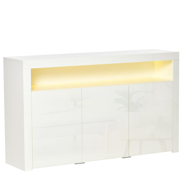 Buffet Moderne 3 Portes avec Lumières LED 155x40x92 cm en Bois Blanc prezzo