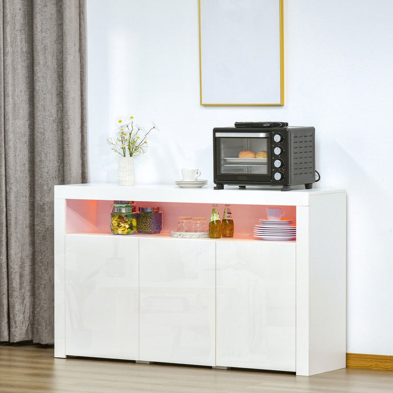 Credenza Moderna 3  Ante con Luci LED 155x40x92 cm in Legno Bianco-2