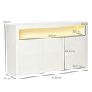 Credenza Moderna 3  Ante con Luci LED 155x40x92 cm in Legno Bianco-3