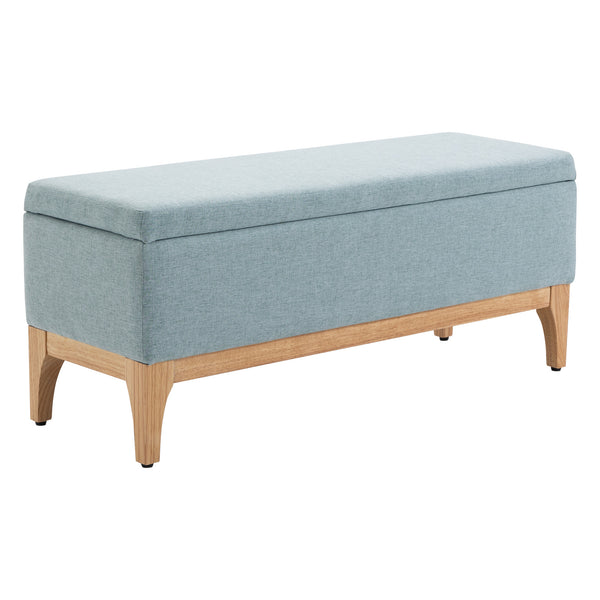 Banc pouf rembourré 110x39x45 cm en tissu effet lin bleu clair online