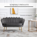 Divano 2 Posti 130x63x73 cm in Velluto Grigio-4