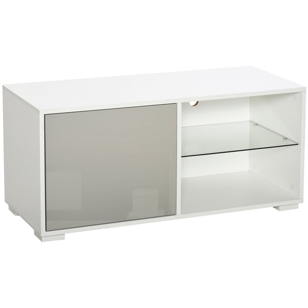 Meuble TV 100x40x45 cm en Aggloméré et Verre Blanc et Gris acquista