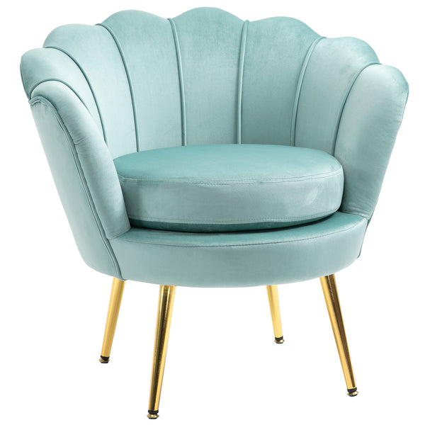 online Fauteuil rembourré 76x67x74 cm en tissu effet velours bleu clair