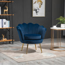 Poltrona Imbottita 76x67x74 cm in Tessuto Vellutato Blu-2