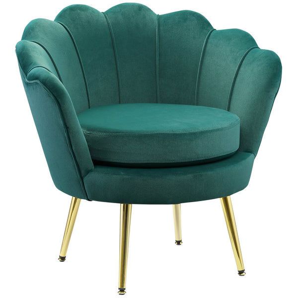 Fauteuil Rembourré 76x67x74 cm en Tissu Velours Vert sconto