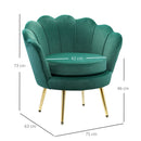 Poltrona Imbottita 76x67x74 cm in Tessuto Vellutato Verde-3