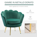 Poltrona Imbottita 76x67x74 cm in Tessuto Vellutato Verde-6