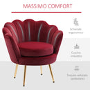 Poltrona Imbottita 76x67x74 cm in Tessuto Vellutato Rosso-5