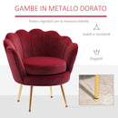 Poltrona Imbottita 76x67x74 cm in Tessuto Vellutato Rosso-6